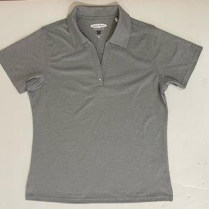 PEBBLE BEACH Performance Button V-Neck Gray Polo Golf Shirt Women's Size Large